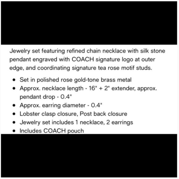 Coach Open Circle Necklace and Tea Rose Earring NWT - Picture 9 of 9